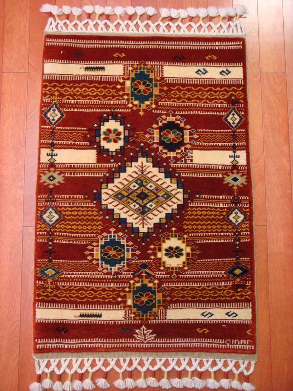 画像1: トルコ手織りウール絨毯 玄関マットサイズ  AC-142