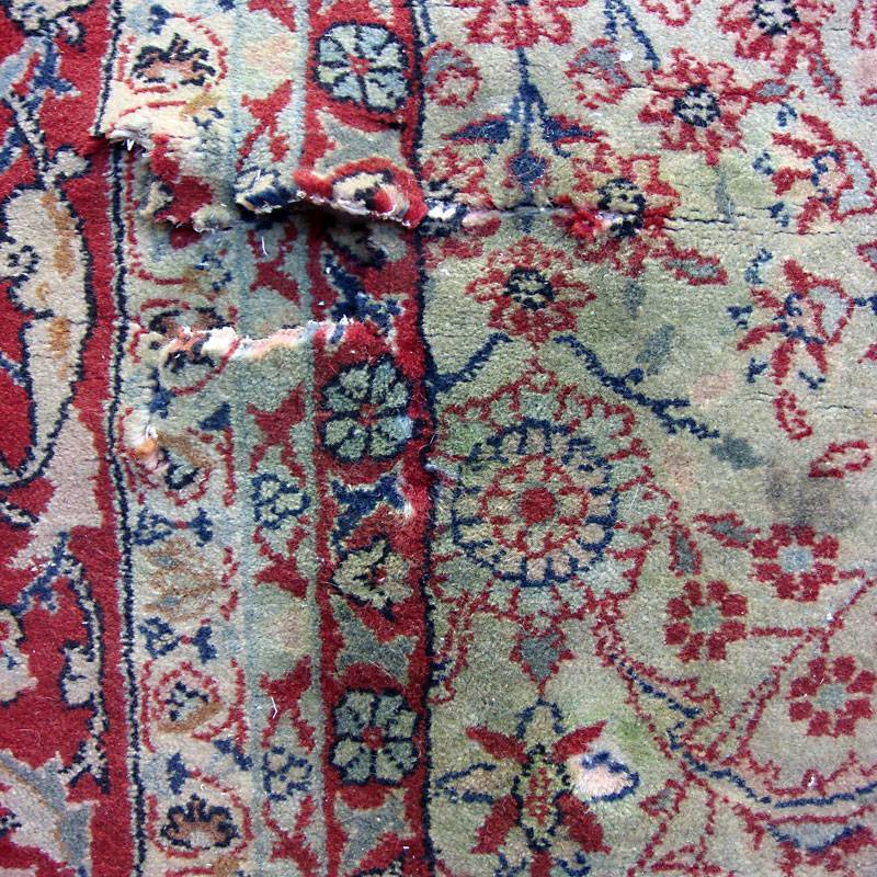 画像1: 手織りウール絨毯の穴修理