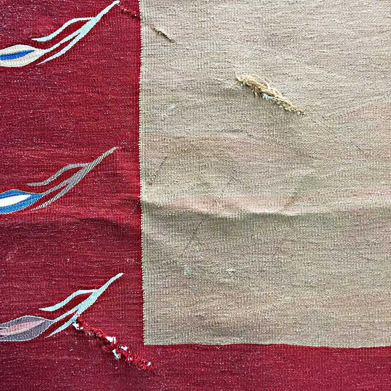 画像1: 手織りウールキリムの切れ修理
